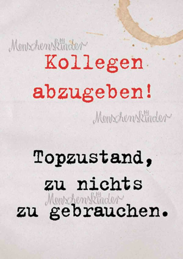 Postkarte - Kollegen abzugeben! Verkauf